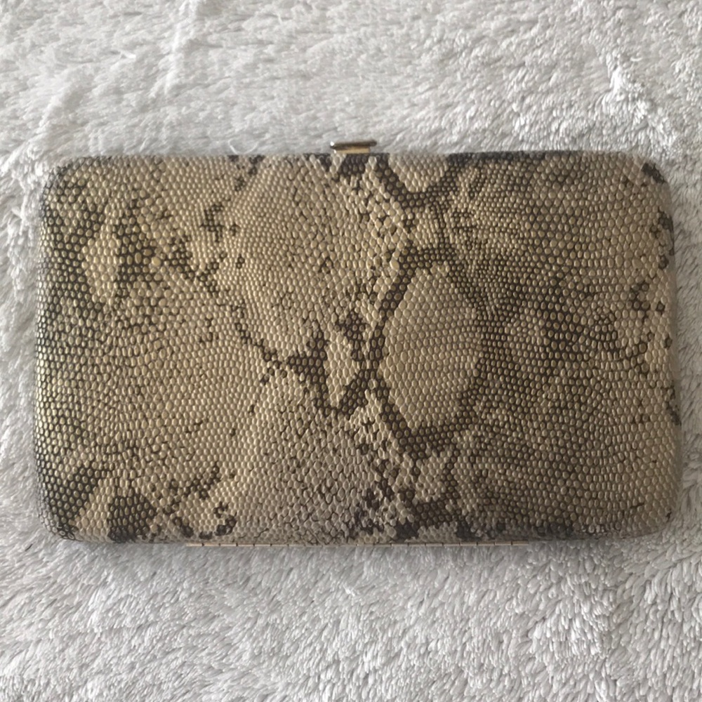 Gold faux snakeskin wallet or clutch